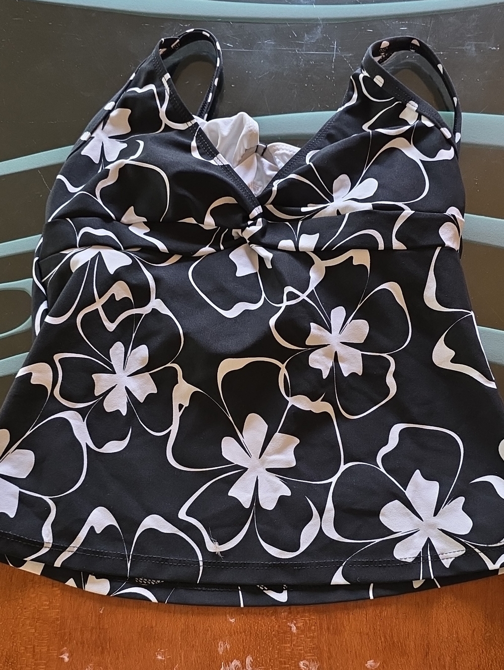 Athena Black and White Swim Top with Branded Tag